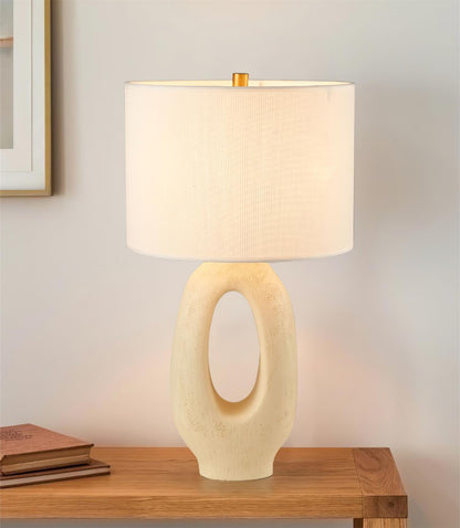 SculptGlow – Resin Table Lamp with Soft Linen Shade