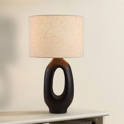 SculptGlow – Resin Table Lamp with Soft Linen Shade