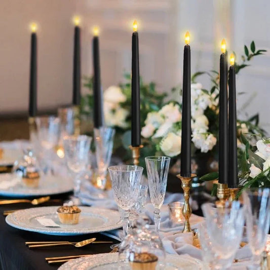 GloomLight - LED Black Taper Candles for Halloween and Weddings