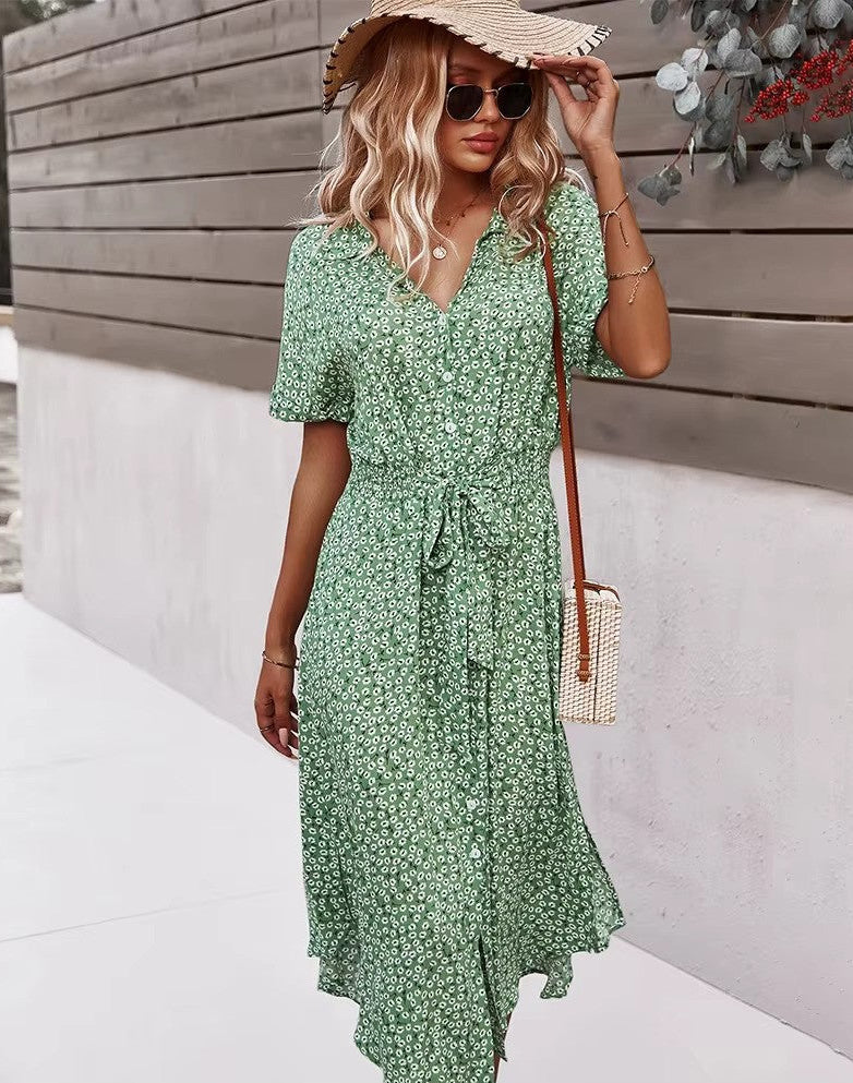 Variant image for Boho Maxi Dress for Women - Floral Print Summer Dress in Airy Viscose-9