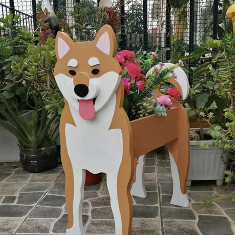 Charming Farm Animal Planter for Pets - Durable PVC Garden Decor, Weather Resistant, 34cm x 24cm-1