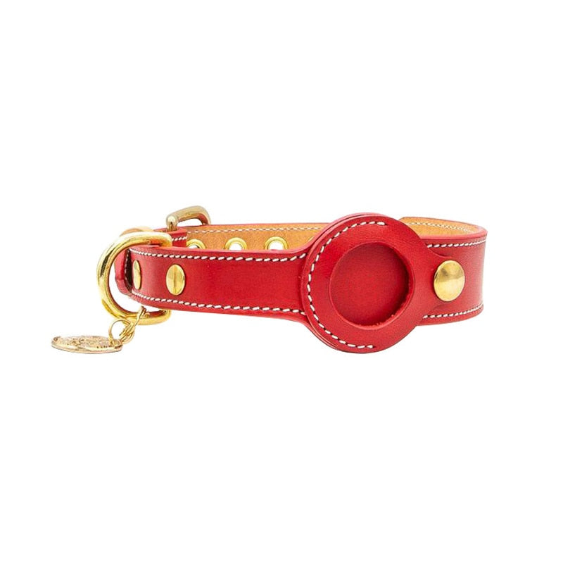 Leather Dog Collar with Real-Time Apple AirTag Tracker – Durable, Comfortable Fit for All Breeds-3
