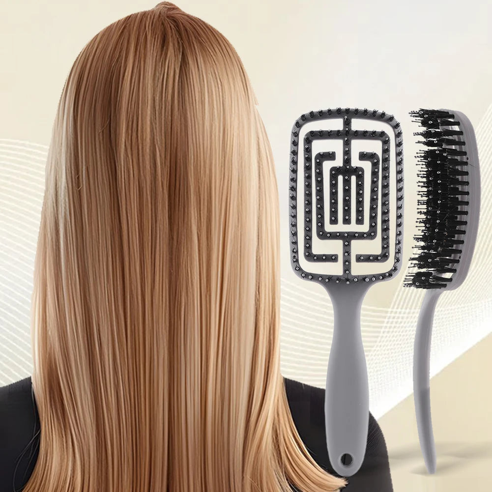 TangleFree - Nylon Bristle Detangler Brush for Curved Styling