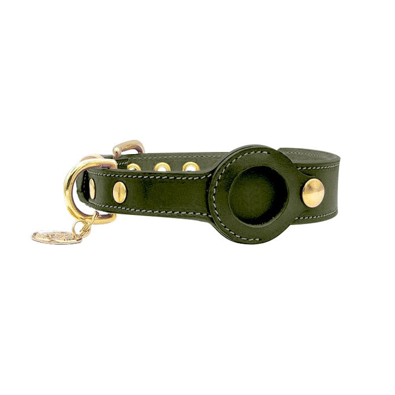 Leather Dog Collar with Real-Time Apple AirTag Tracker – Durable, Comfortable Fit for All Breeds-2