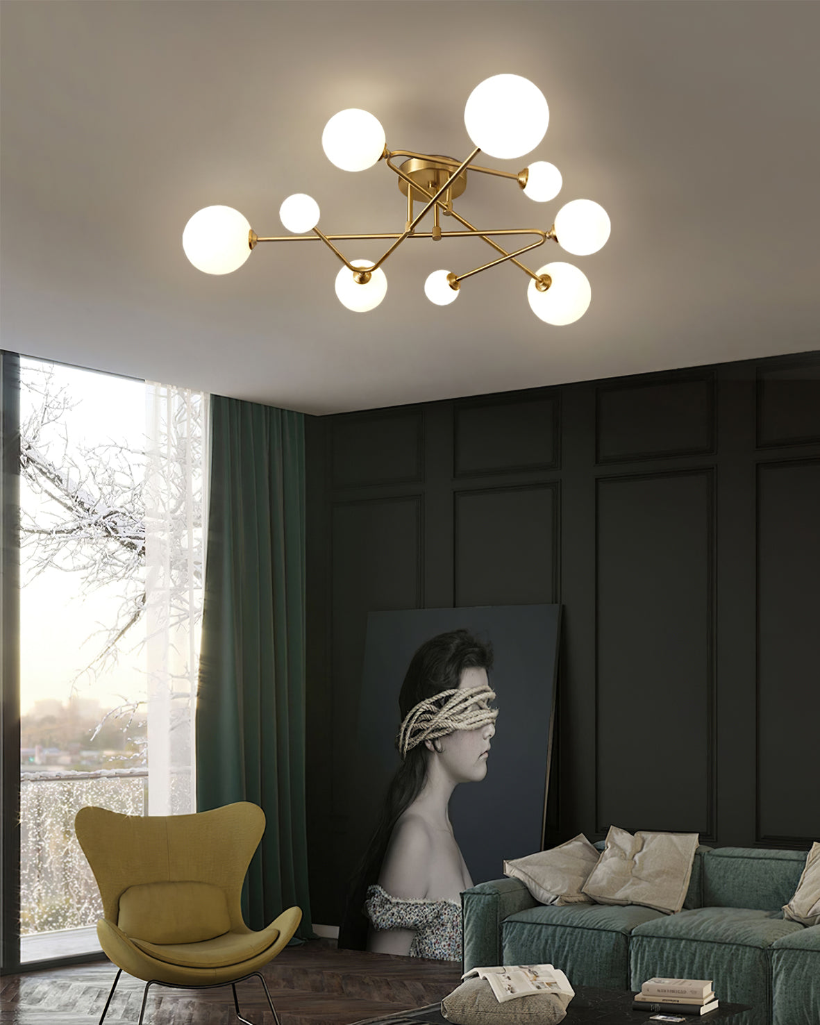 SputnikRadiance - Ceiling Lamp with Celestial Aesthetic and Gentle Glow