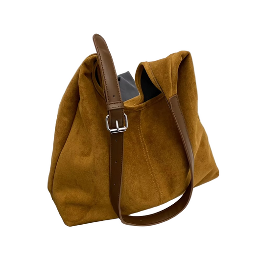 Stylish Suede Handbag with Adjustable Strap and High Capacity – Elegant Trunk Design 0