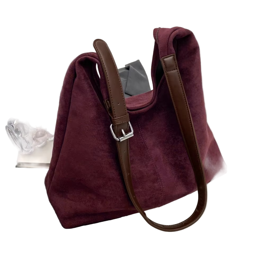 Stylish Suede Handbag with Adjustable Strap and High Capacity – Elegant Trunk Design 2