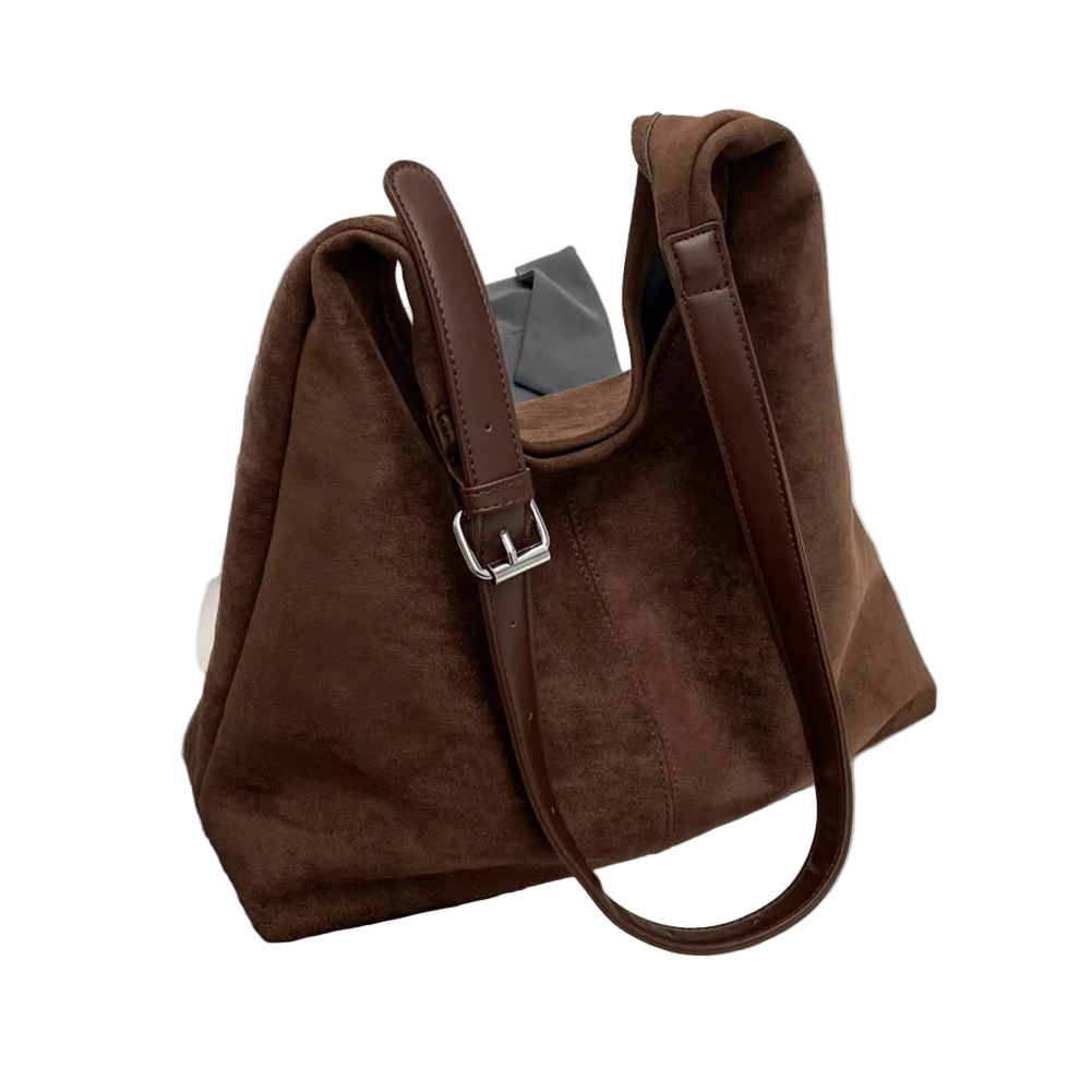 Stylish Suede Handbag with Adjustable Strap and High Capacity – Elegant Trunk Design 3