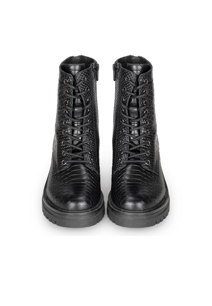 Stylish Women's Lace-Up Boots with Python Pattern – Comfortable and Versatile Footwear 3