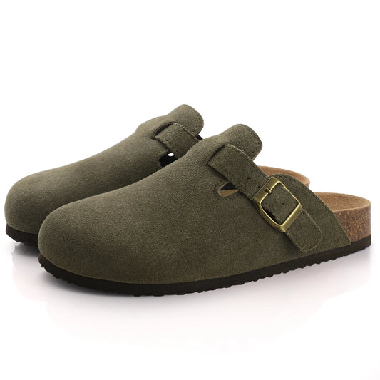 Stylish Women's Suede Mules with Cork Insole and Arch Support – Comfortable Slip-On Shoes 13
