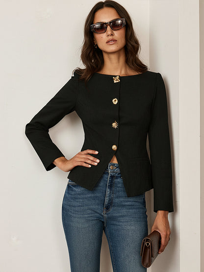Suede Fitted Metal Button Jacket 8