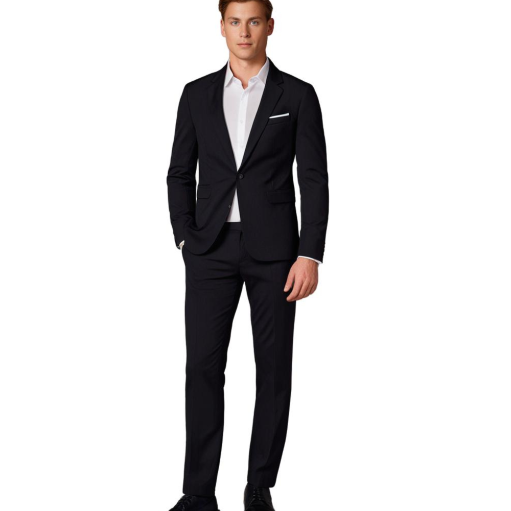 Variant image for Men's Suit Navy Size L Polyester Slim Fit Elegant Wedding Suit-31