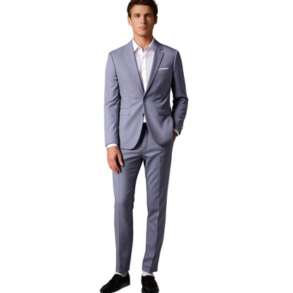 Variant image for Men's Suit Navy Size L Polyester Slim Fit Elegant Wedding Suit-25