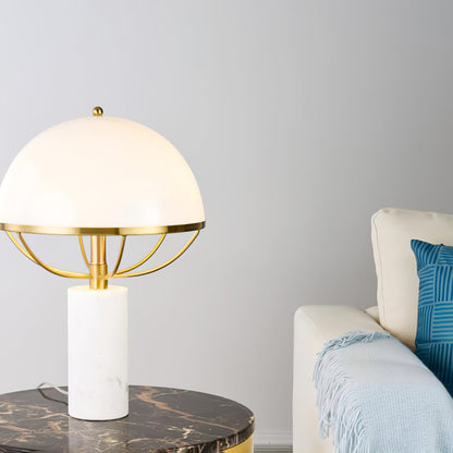 LuxeGlow – Lampada in Vetro con Finitura Dorata e Base in Marmo