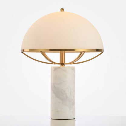 LuxeGlow – Lampada in Vetro con Finitura Dorata e Base in Marmo