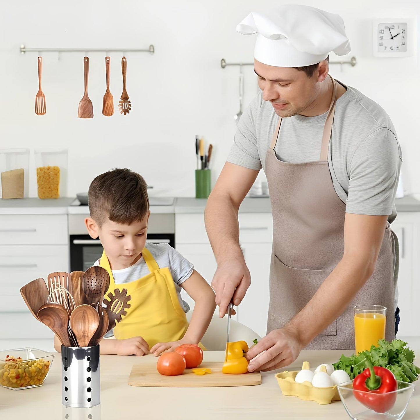 TeakElegance | Stylish Natural Teak 11-Piece Kitchen Utensil Set 1