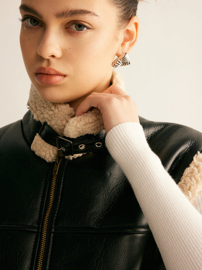 Teddy Lined PU Leather Vest 1