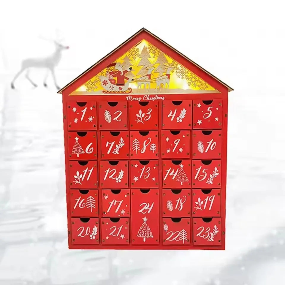 TimberGlow | Charming Refillable Wooden Advent Calendar with Lights 2