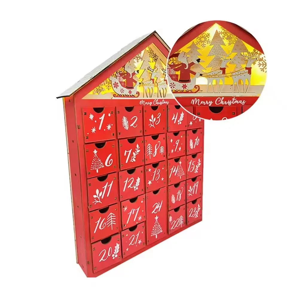 TimberGlow | Charming Refillable Wooden Advent Calendar with Lights 4
