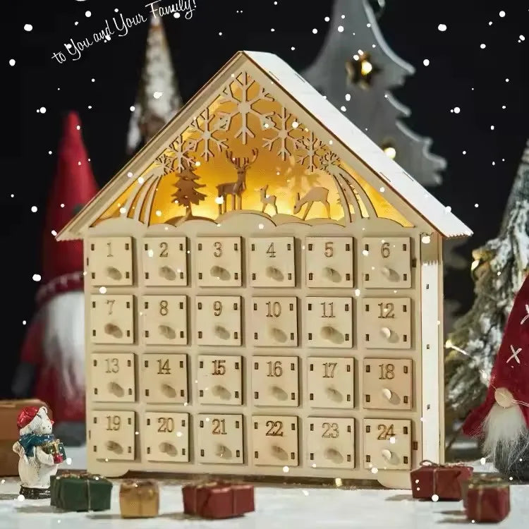 TimberGlow | Charming Refillable Wooden Advent Calendar with Lights 7
