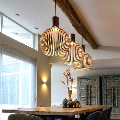TimberGlow | Rustic Artisan Wooden Pendant Light Fixture for Kitchen Island 1
