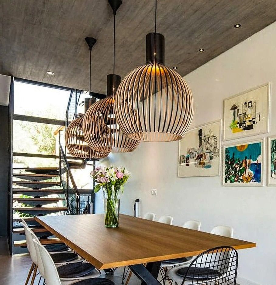 TimberGlow | Rustic Artisan Wooden Pendant Light Fixture for Kitchen Island 5