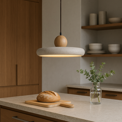 Travertine Wood Pendant Lamp 1
