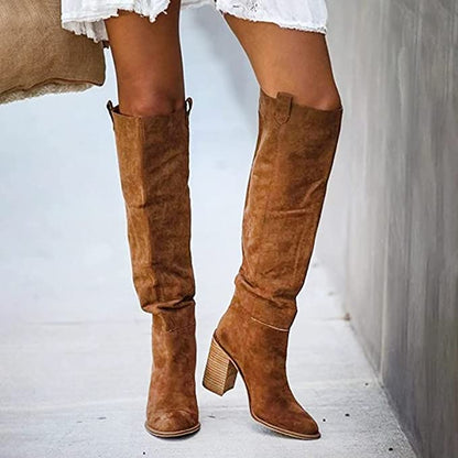 Trendy Women's Gray Block Heel Boots – Urban Western Style for Versatile Outfits 9