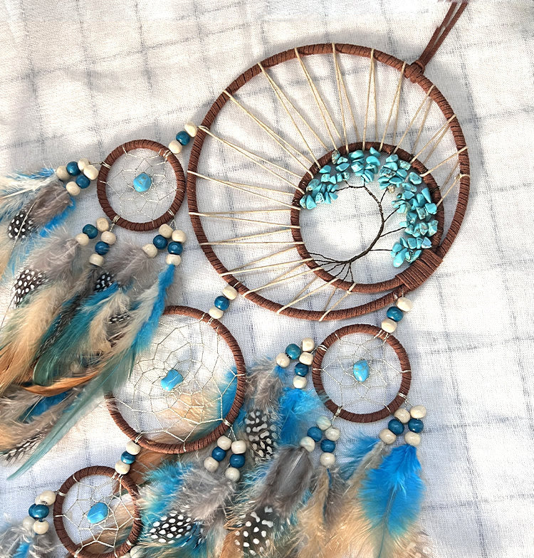 Turquoise Essence | Elegant Natural Crystal Dream Catcher Décor 7