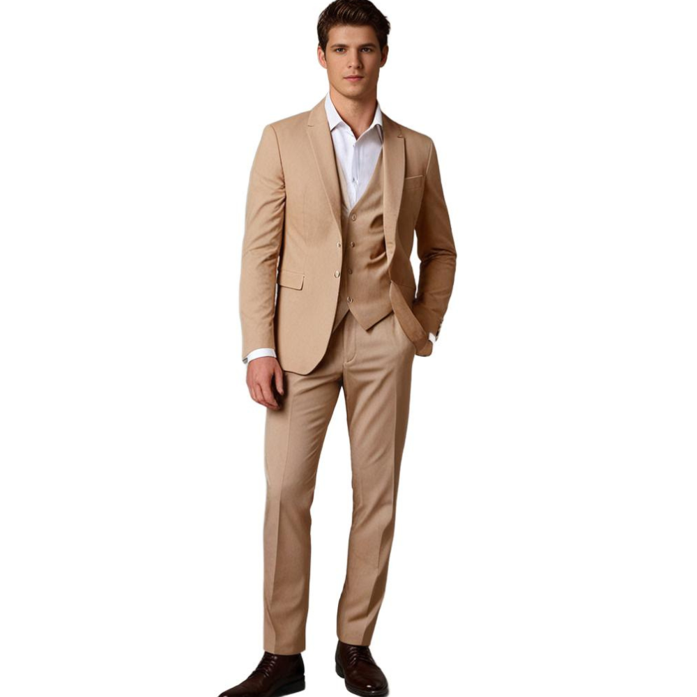 Variant image for Men's Suit Navy Size L Polyester Slim Fit Elegant Wedding Suit-19