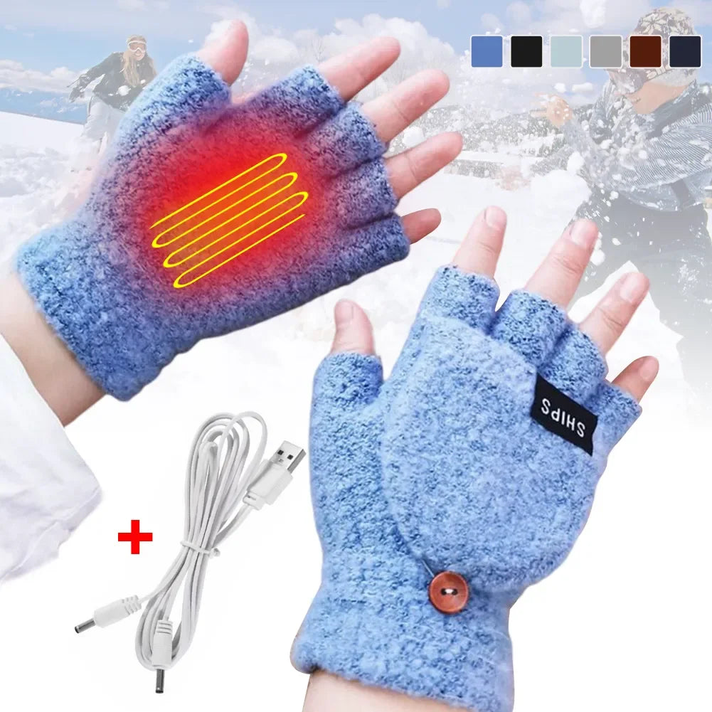 USB rechargeable warm wave heated gloves 5