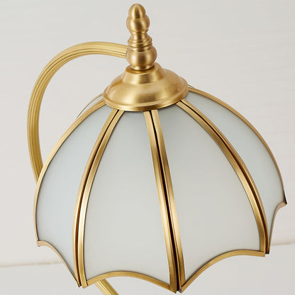 ChicBreeze – Brass and Glass Table Lamp with Umbrella Design