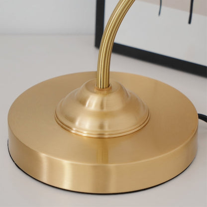 ChicBreeze – Brass and Glass Table Lamp with Umbrella Design