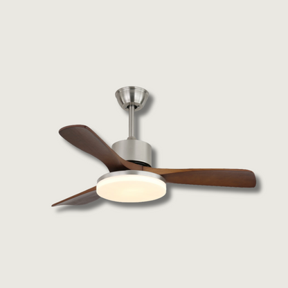 LuxeBreeze - Wooden Ceiling Fan with Subtle Glow and Contemporary Style