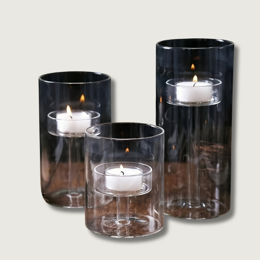 PureLight - Trio af Gennemsigtige Lysestager til Elegante Borde