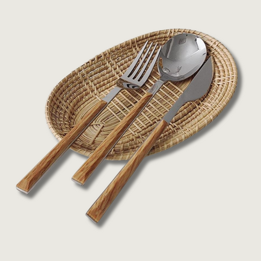 TimberBite - Elegante juego de cubiertos de 3 piezas