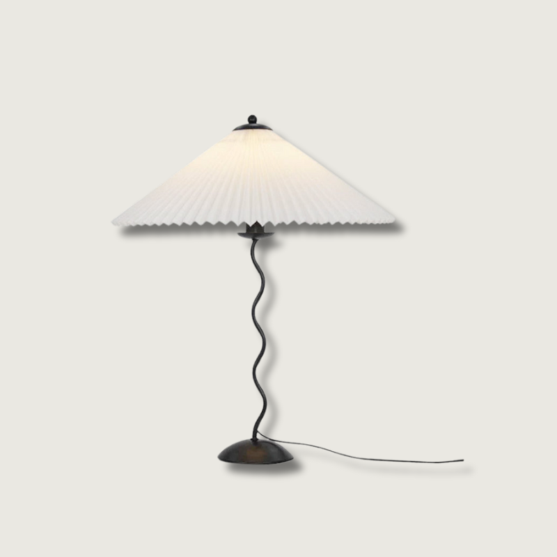 LuxeFold - Table Lamp with Premium Pleated Shade and Wooden Accent