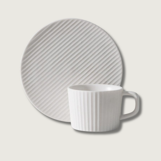 PureStone - Juego de Tazas de Café Elegantes en Gris y Blanco
