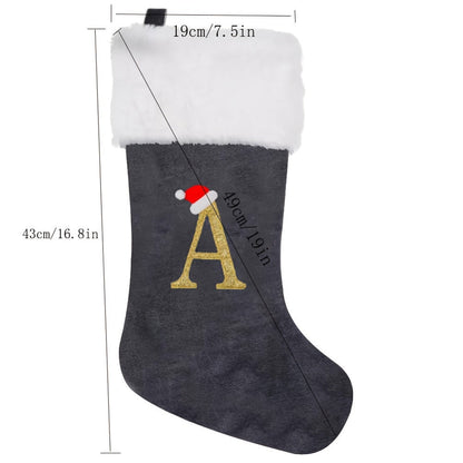 VelvetMonogram | Stylish Personalized Gray Christmas Stocking Decoration 1
