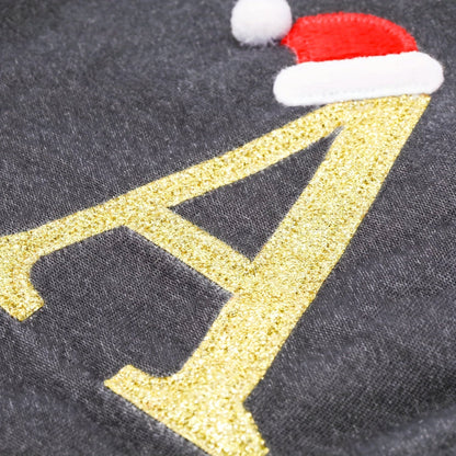 VelvetMonogram | Stylish Personalized Gray Christmas Stocking Decoration 2