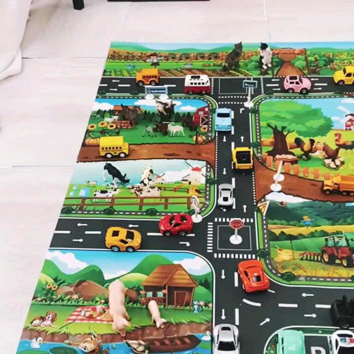 VibrantPlay | Colorful Interactive Children's Farm & Traffic Play Mat 2