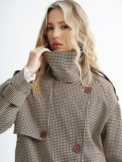 Vintage Plaid Cropped Trench Coat 3