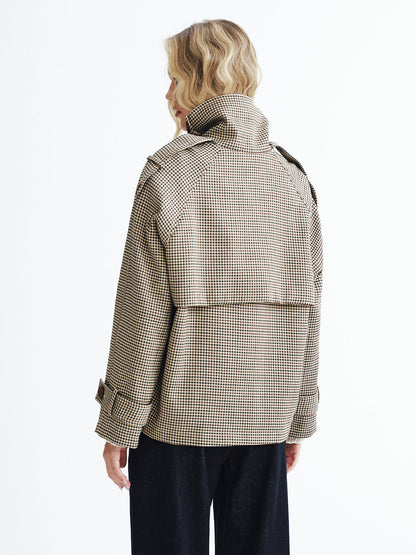 Vintage Plaid Cropped Trench Coat 5