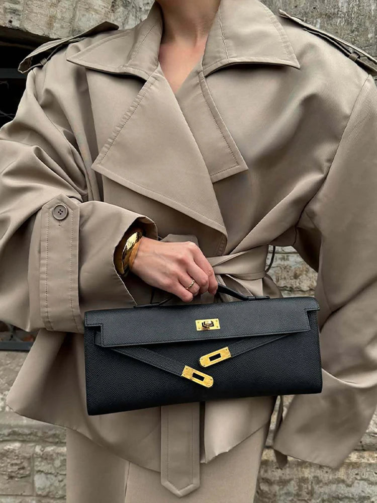 Vintage Women's Short Trench Coat with Turn-Down Collar and Shoulder Pads - Chic Women's Jacket 5