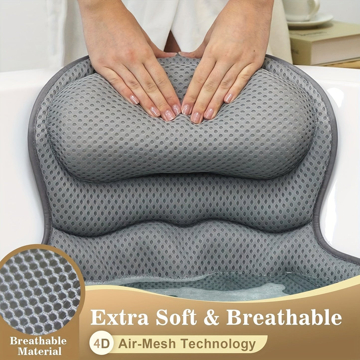 Vivolux | Ergonomic Mesh Bath Pillow Spa Pillow 8
