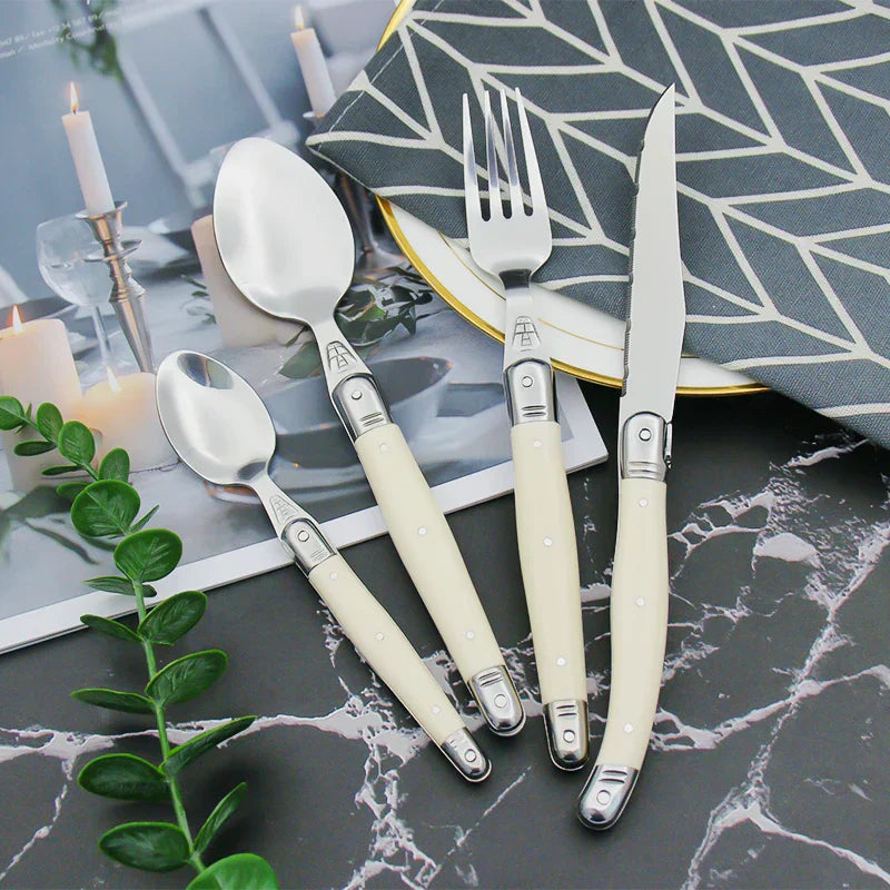 Vivolux | Stainless Steel Cutlery Set with Ivory Handle Design 4
