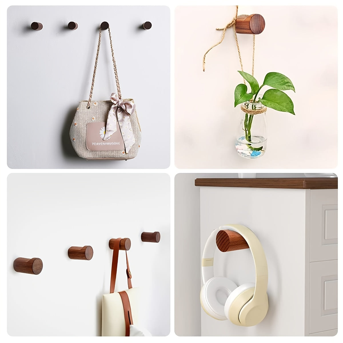 WalnutCraft | Elegant Compact Wooden Wall Hook for Coat and Key Storage 1