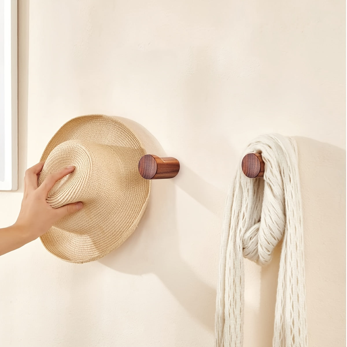 WalnutCraft | Elegant Compact Wooden Wall Hook for Coat and Key Storage 2