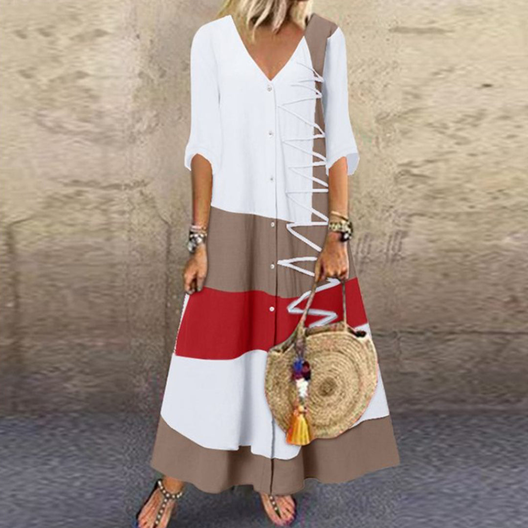 Variant image for Elegant White Striped Summer Dress for Women - Stylish Wedding Guest Dresses-9