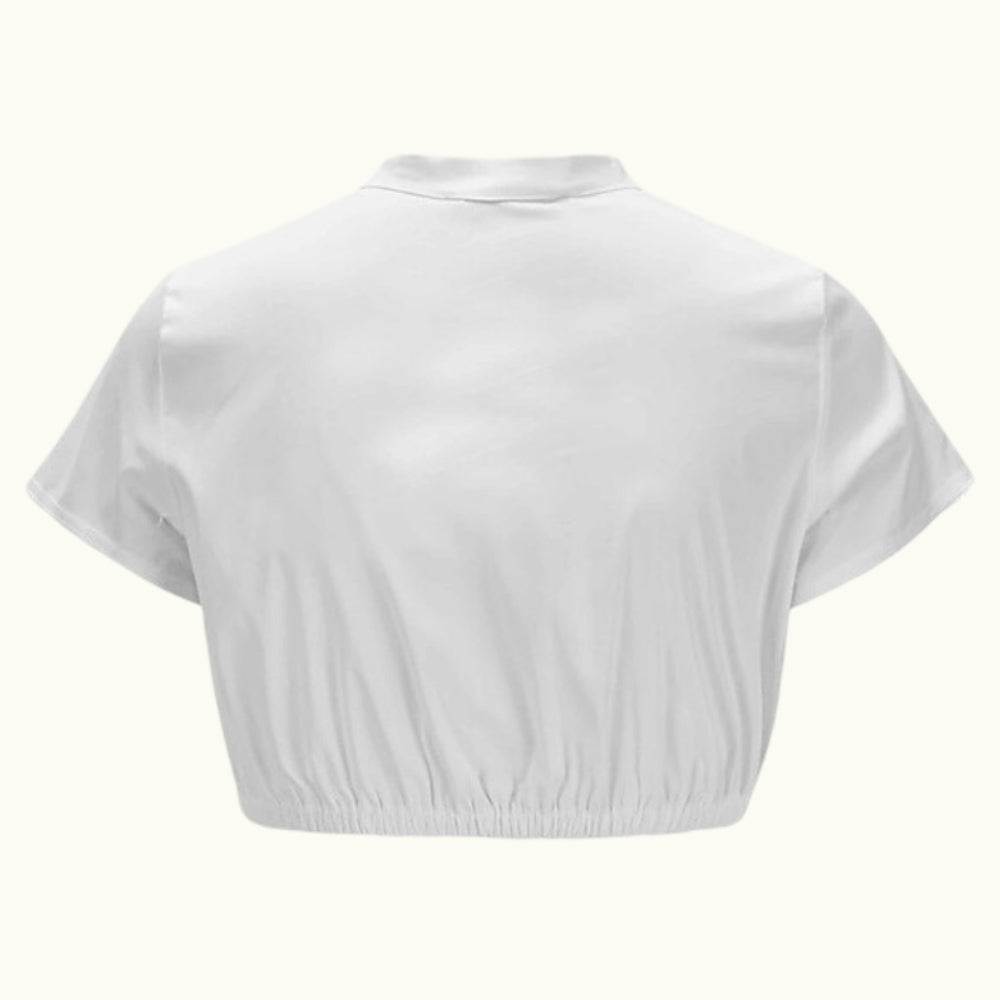 White dirndl blouse with short sleeves – Oktoberfest | Classic traditional top for women 1